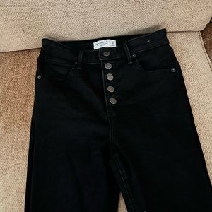 A&F super skinny ankle high rise black denim jeans